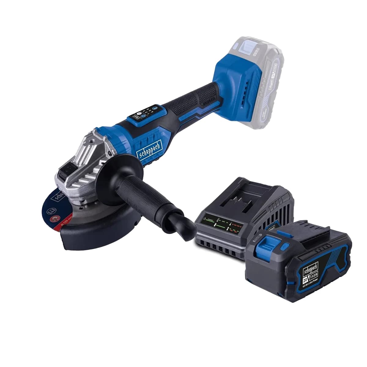 Scheppach SET aku ugaona kutna brusilica Brushless IXES BC-AG125-XSS4