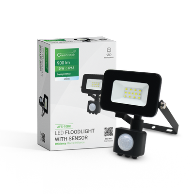 LED reflektor sa senzorom Green Tech 900 lm, 10W, 6500K, IP65, crni