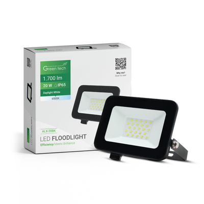 LED reflektor Green Tech 1700 lm, 20W, 6500K, IP65, crni