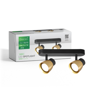 LED spot svjetiljka Green Tech, GU10 X 2 kom, zlatno crna boja