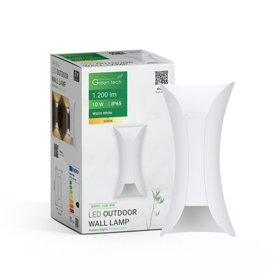 LED vanjska zidna svjetiljka Green Tech 10W, 3000K, IP65, bijela boja