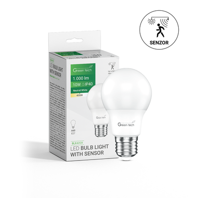 LED žarulja Green Tech sa senzorom pokreta i fotoćelijom, 10W, 4000K, E27, A60