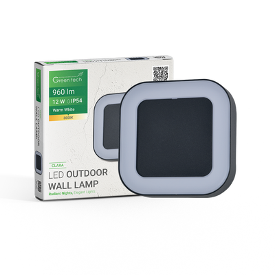 LED vanjska zidna svjetiljka Green Tech 12W, 3000K, IP54