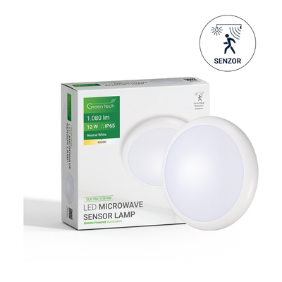 LED plafonjera sa senzorom Green Tech 12W, 4000K, promjer 27cm, IP65, IK10
